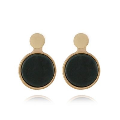 Gold plated 2 in 1 green stud earrings